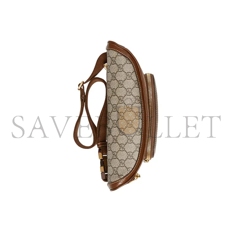 G*u*i gg large canvas with leather trim fanny 733240 (22*15*4cm)